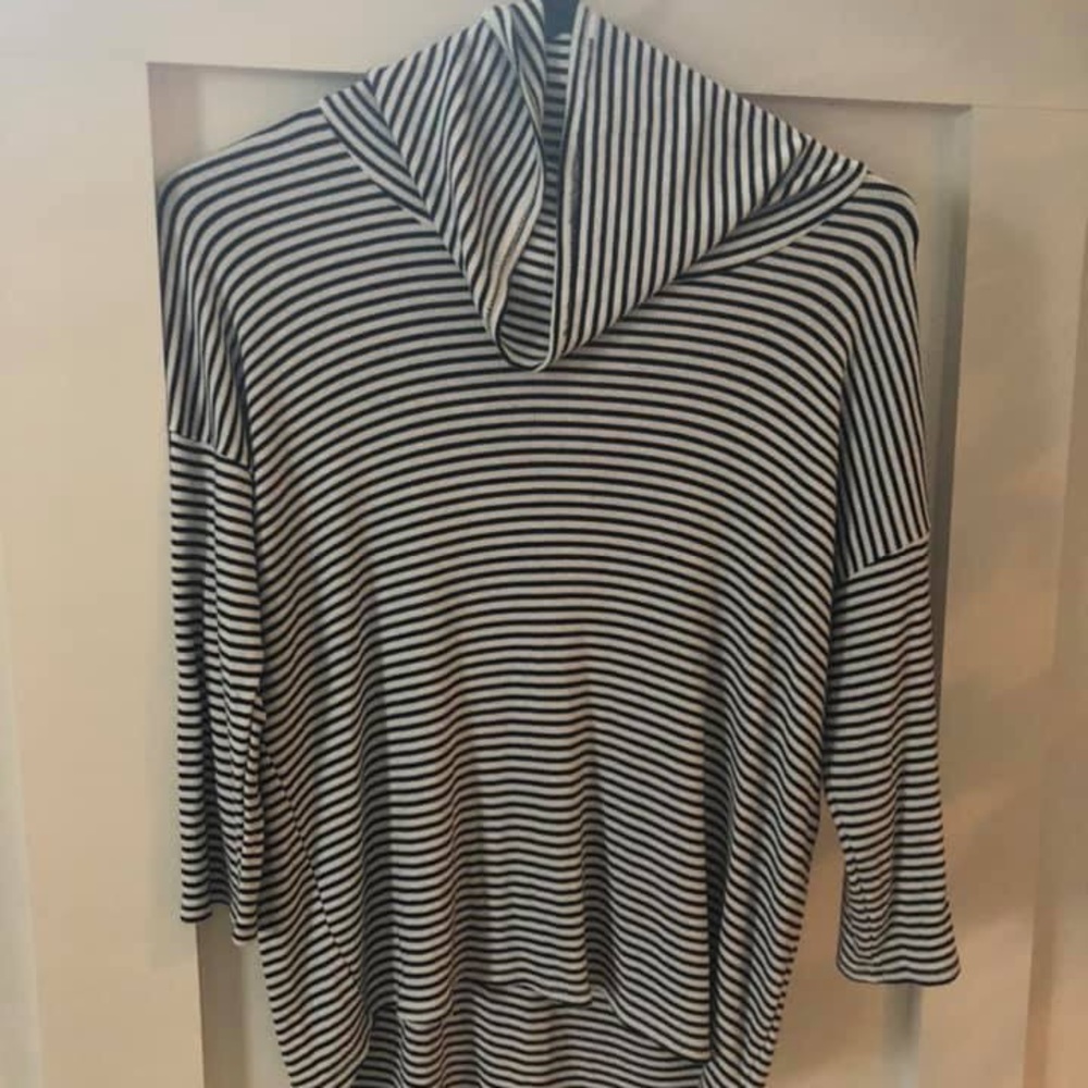 W5 Anthro Black/White Stripe Cowl Neck Shirt